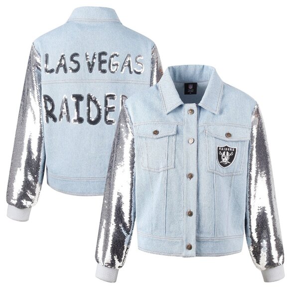 Las Vegas Raiders Denim and Sequin Jacket - Picture 1 of 1